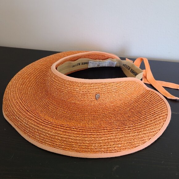 Helen Kaminski Packable Raffia Visor Hat Beach Gardening Orange main image 7